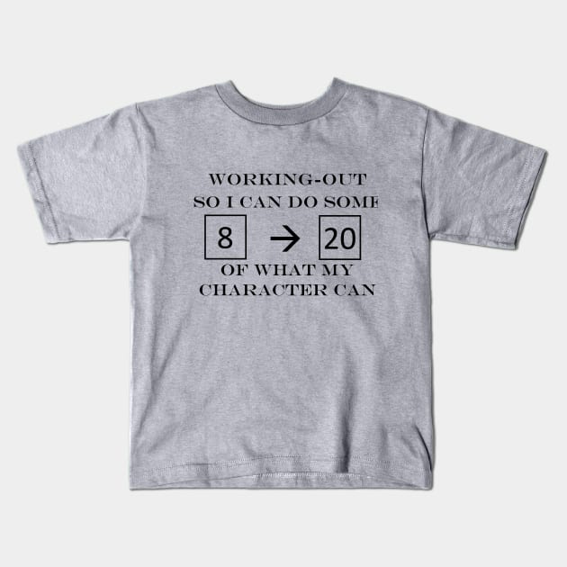 Character Workout Kids T-Shirt by adventuringguild
